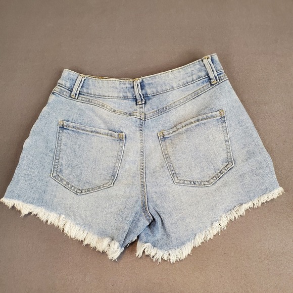 Sincerely Jules Cutoff Shorts Juniors Sz 1 / 25 Frayed Hem Denim Jean Mid-Rise - Picture 2 of 6